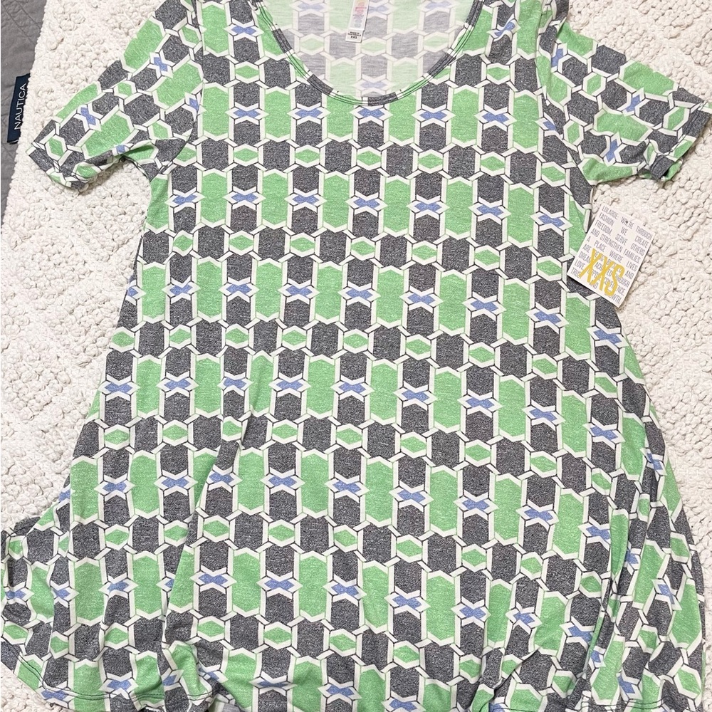 NWT LuLaRoe Perfect T XXS Geometric Shirt Dress